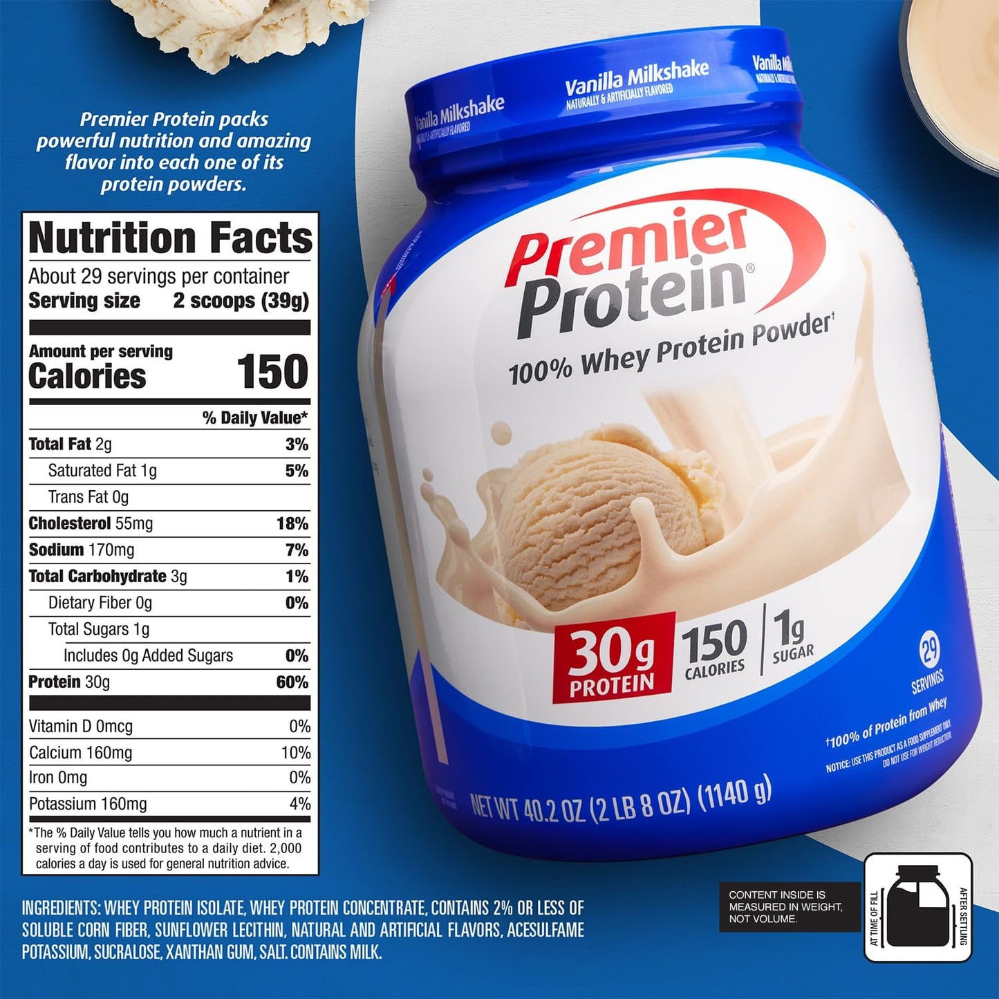 Premier Protein Protein Powder. 30g Protein. 1g Sugar. No Soy Ingredients. Gluten Free - Special offer limited time sale